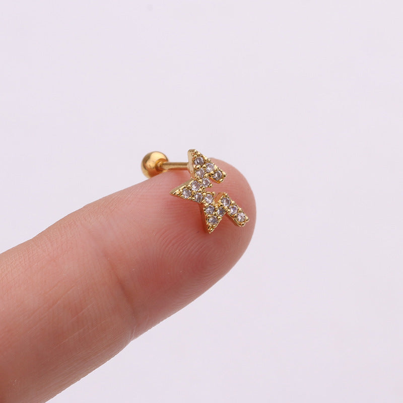 Korean Style Pineapple Zircon Stainless Steel Stud Earrings