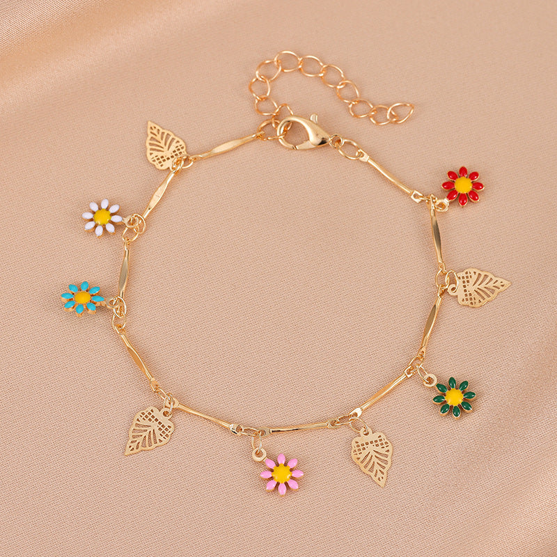 Fashion Leaf Eye Flower Rhinestone Star Daisy Unisex Bracelet Anklet