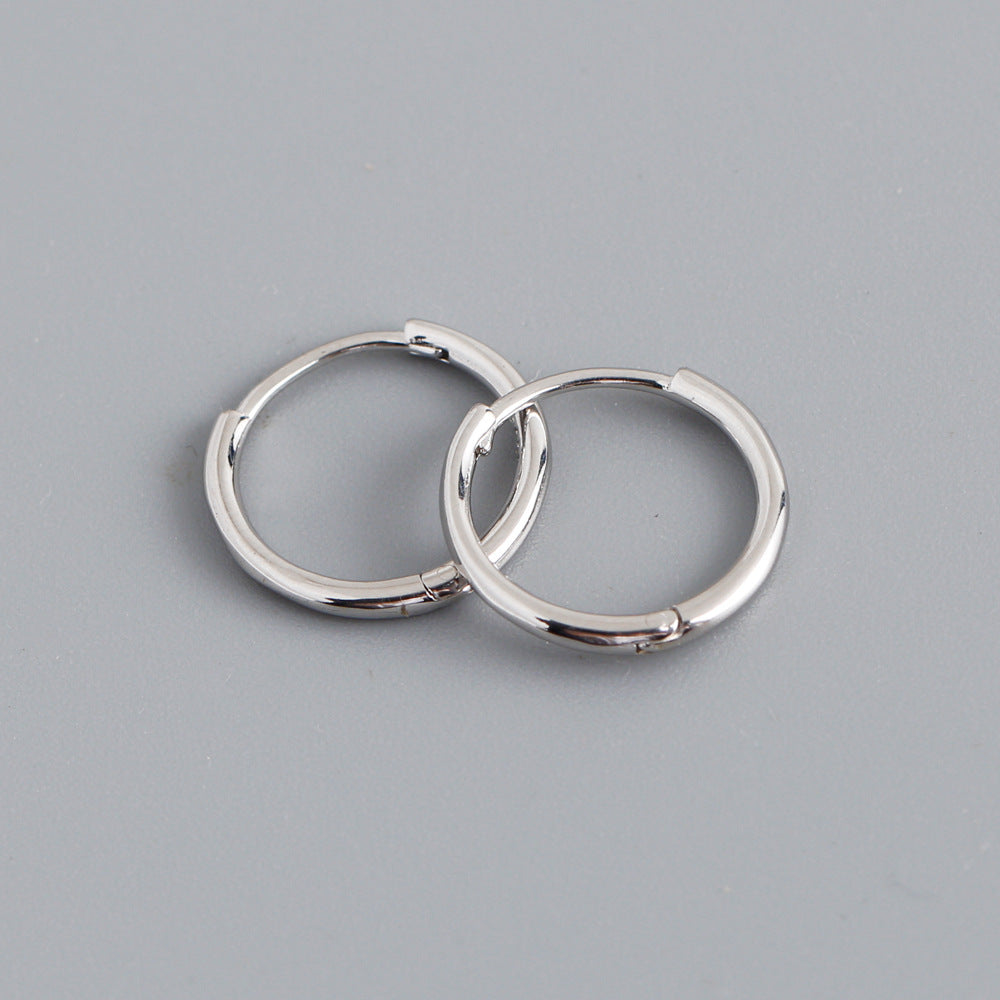 Simple Style Sterling Silver Circle Hoop Earrings
