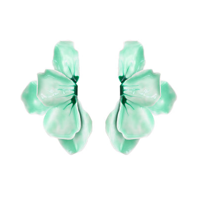 Elegant Gradient Enamel Leaf Flower Earrings