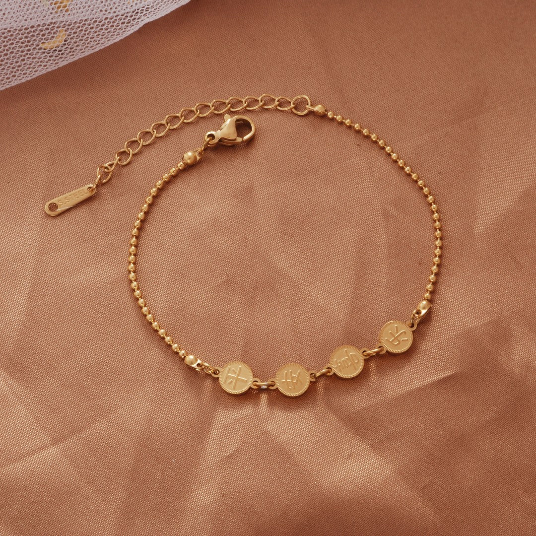 Simple Style Roman Heart Pearl Stainless Steel Bracelet