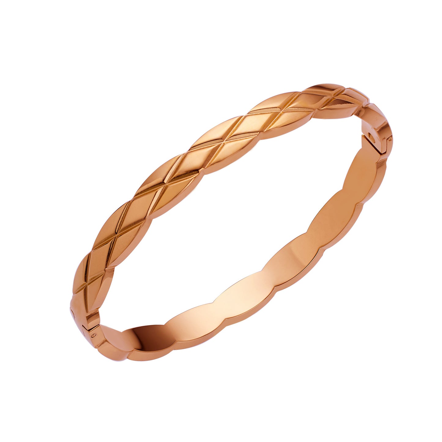 Simple Heart Shape Diamond Gold-Plated Titanium Steel Bangle Bracelet