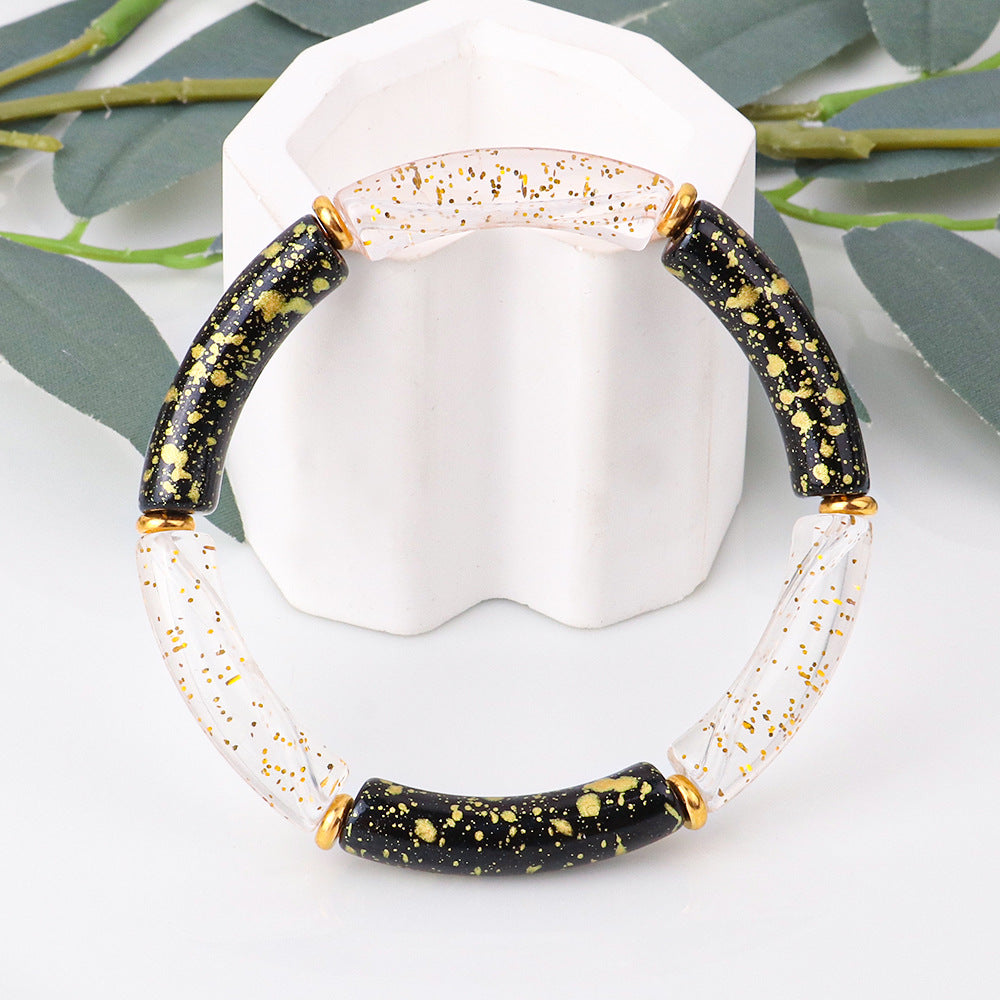 Colorful Acrylic Resin Beaded Cuff Bracelet