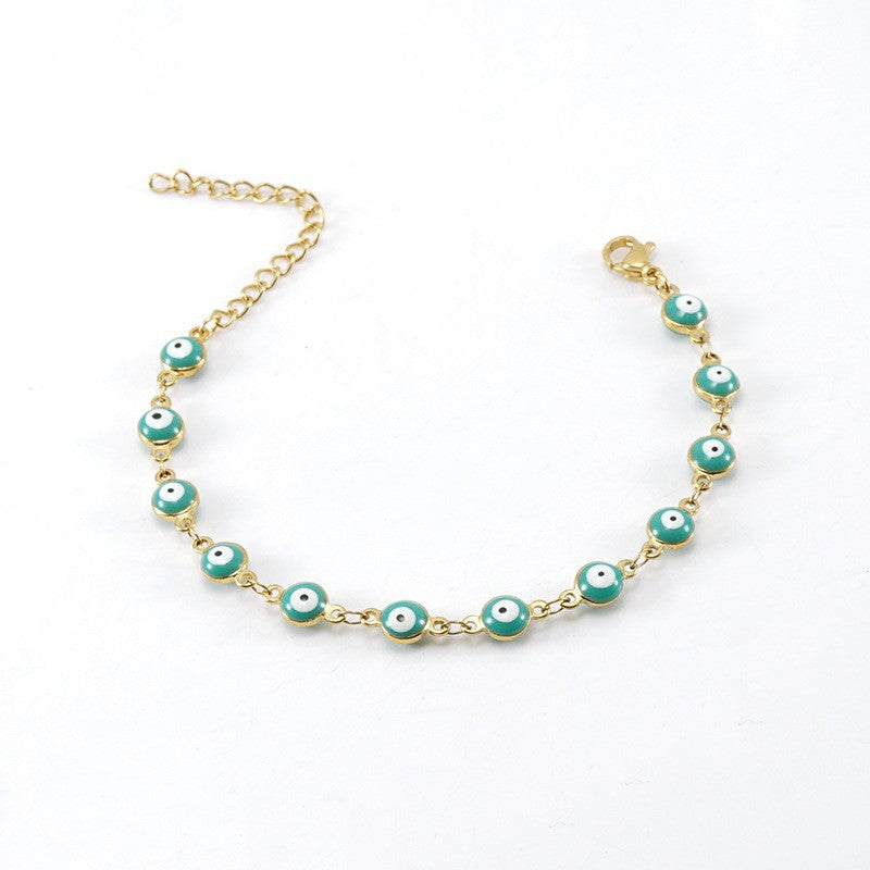 Evil Eye Multicolor Stainless Steel Beaded Bracelet for Women