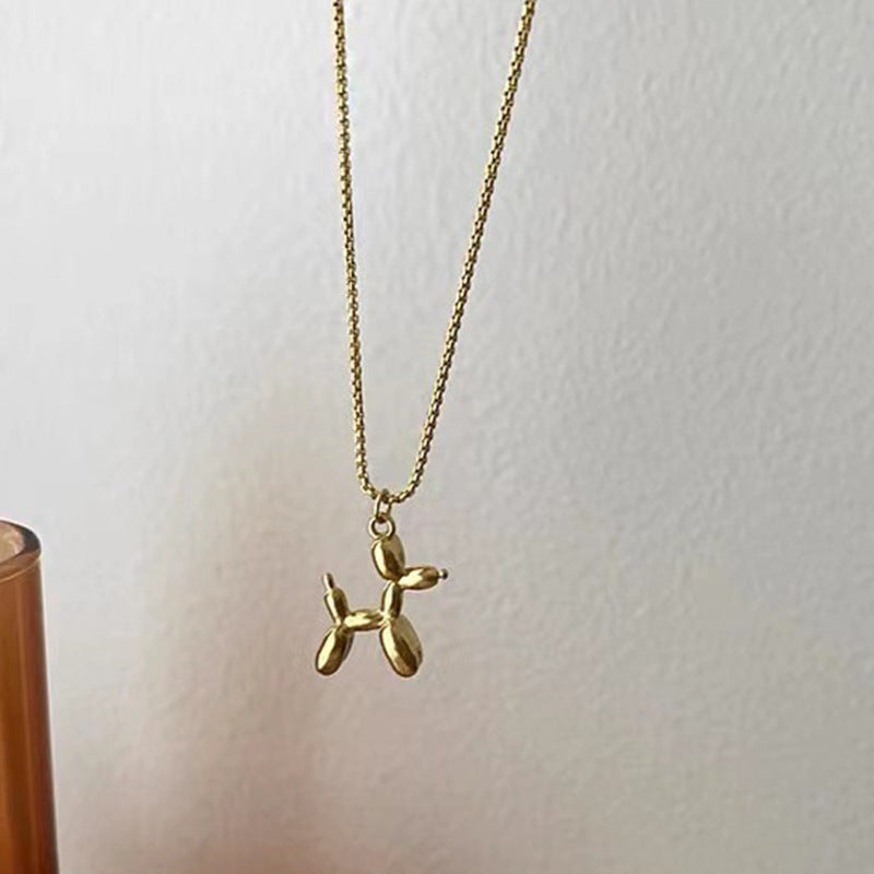 Simple Balloon Dog Pendant Necklace - Unisex Street Style Statement Jewelry Gift