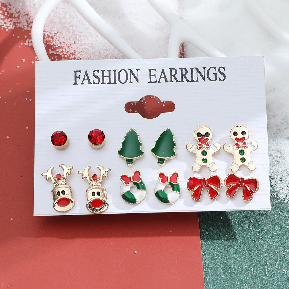 Christmas Snowflake Bell and Reindeer Earrings Set - Cute Cartoon Holiday Jewelry Gift