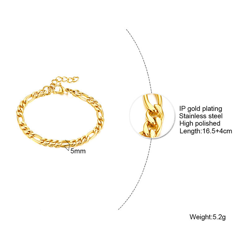 Elegant Geometric 18K Gold Plated Green Zircon Stainless Steel Bracelet