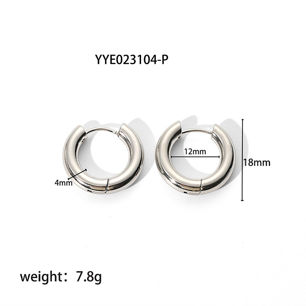 Minimalist 18k Gold-Plated Stainless Steel Hoop Earrings