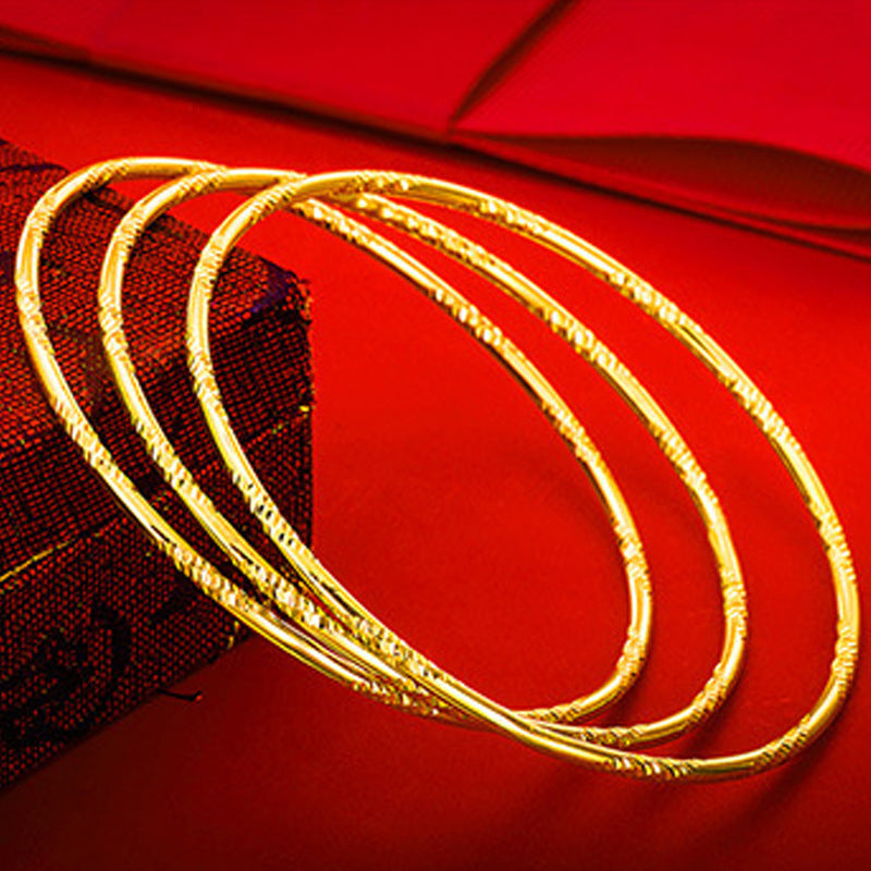 Simple Geometric Gold Plated Copper Bangle Bracelet