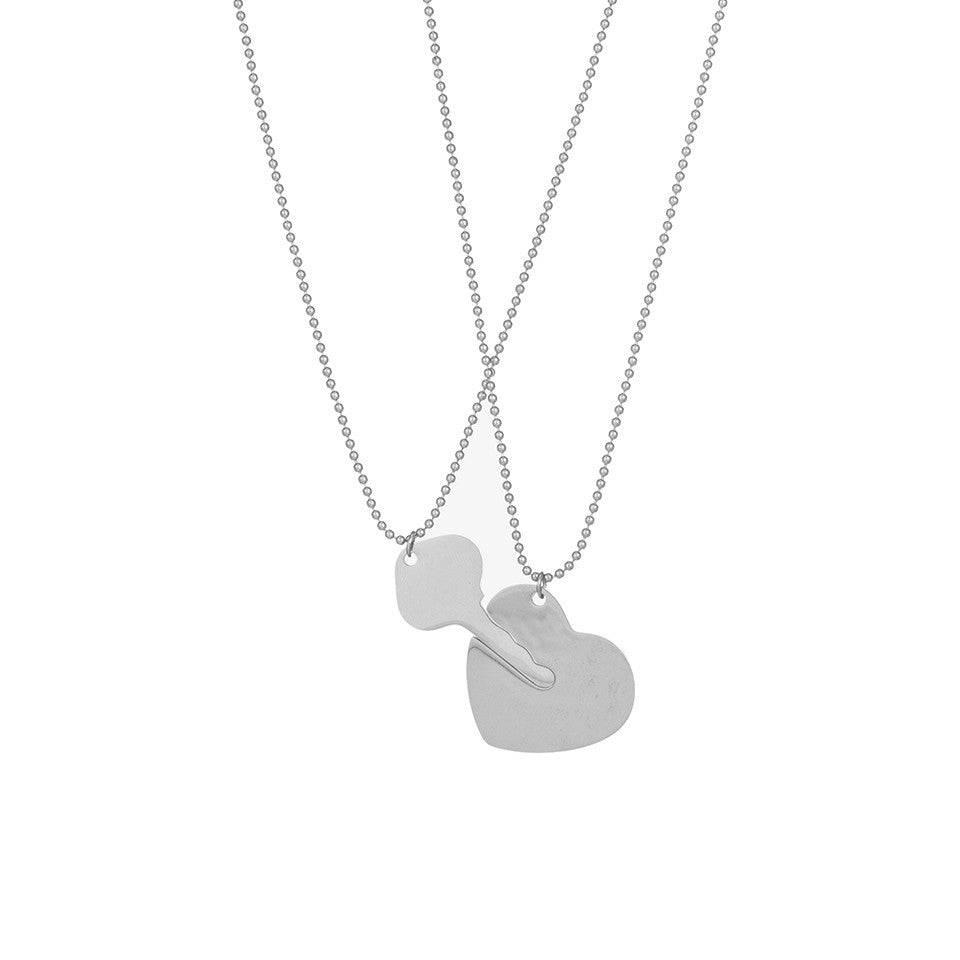 Fashion Insect Heart Shape Stainless Steel Couple Pendant Necklace