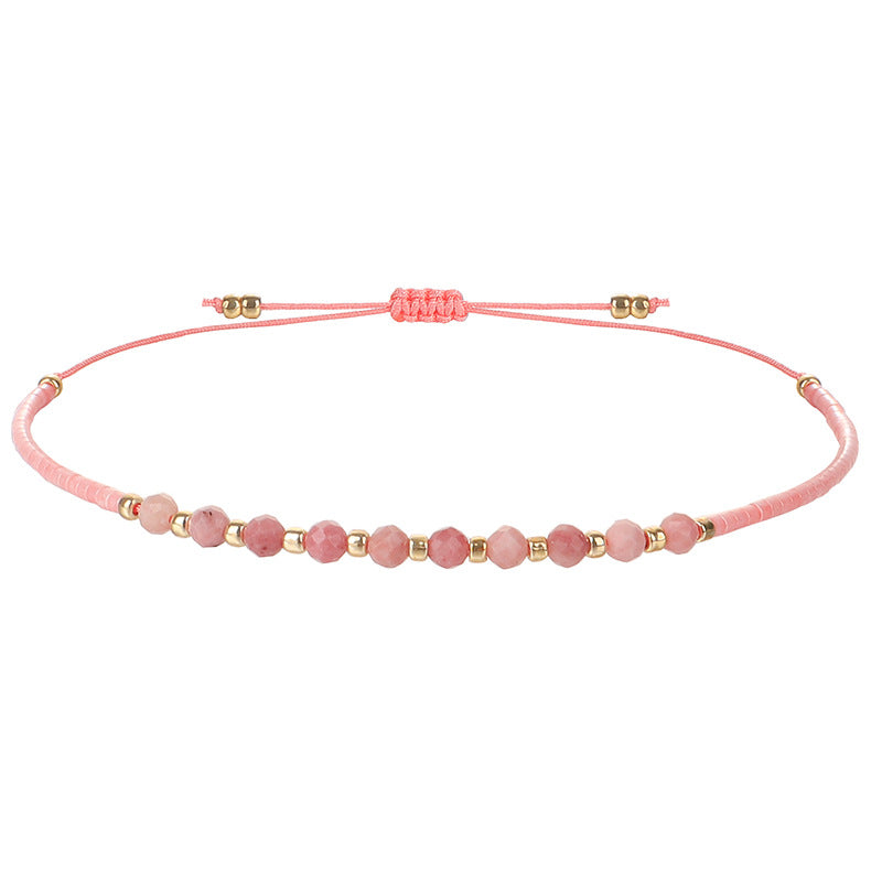 Simple Style 2mm Faceted Stone Bead Handmade Bracelet