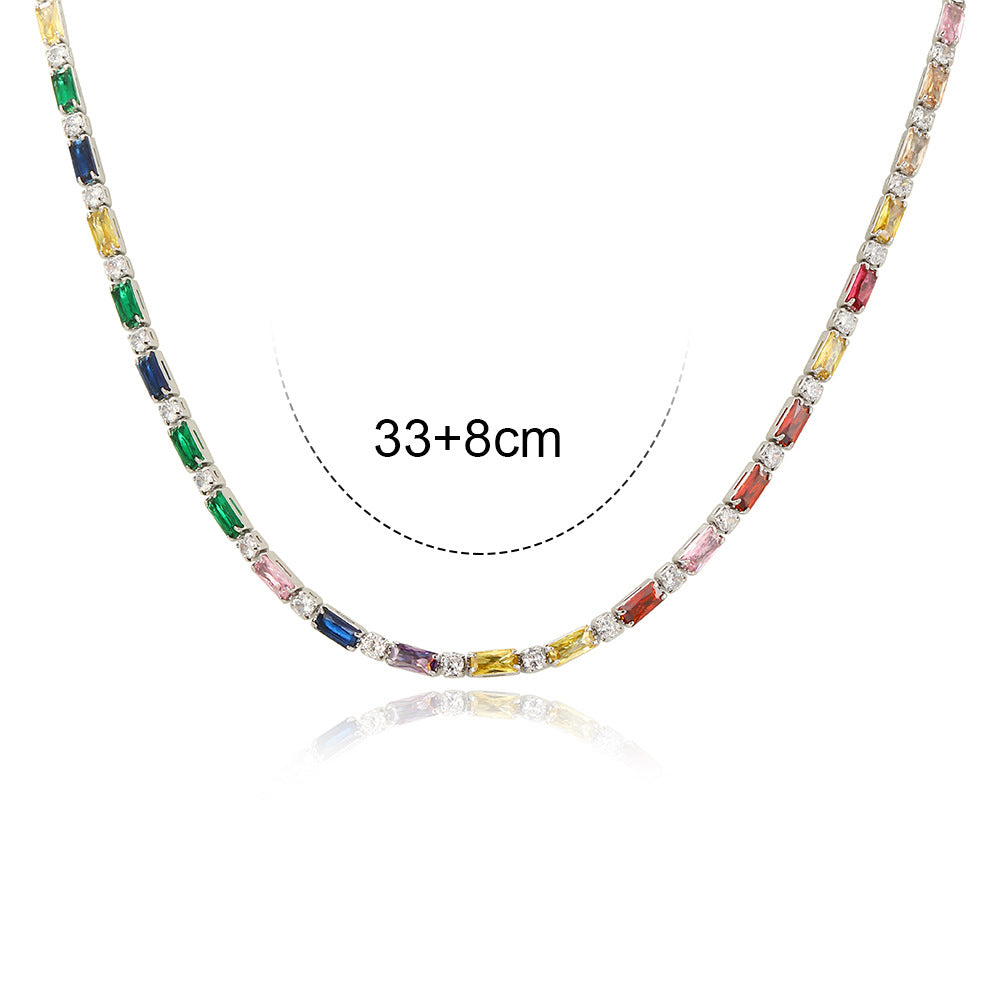 Fashion Multicolor Zircon Geometric Copper Necklace