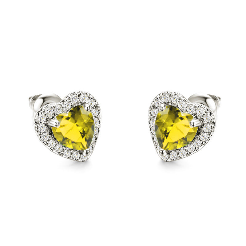 Sweet Heart Crystal Rhinestone Heart-Shaped Women's Earrings