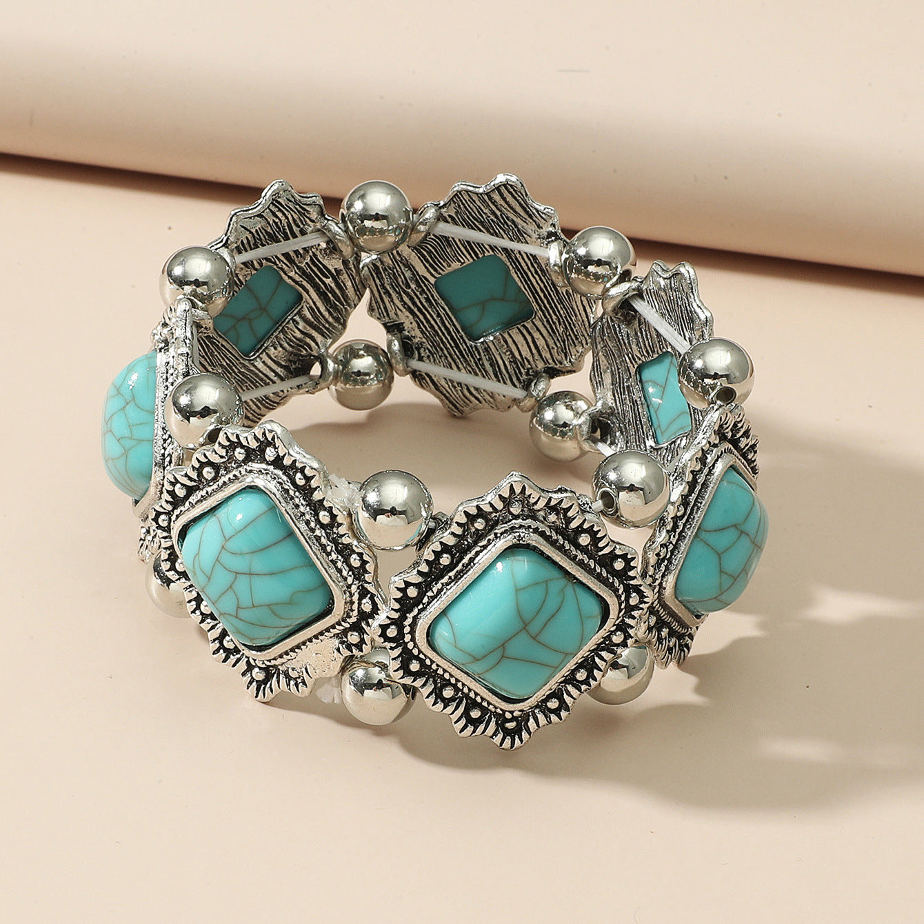 Simple Geometric Turquoise Resin Inlay Women's Bangle Bracelet