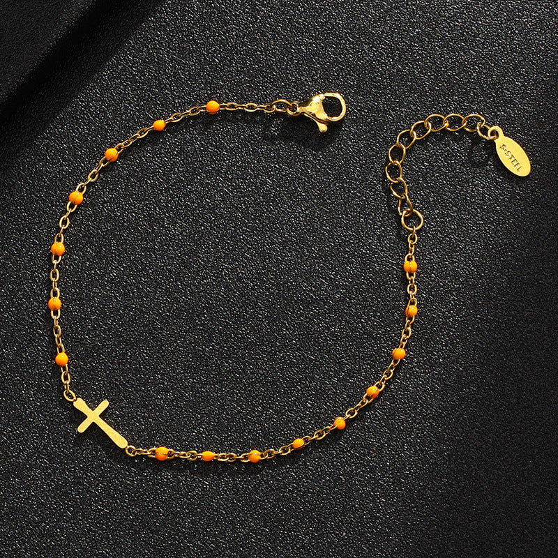 Fashion Geometric Cross Stainless Steel Bracelet for Women
