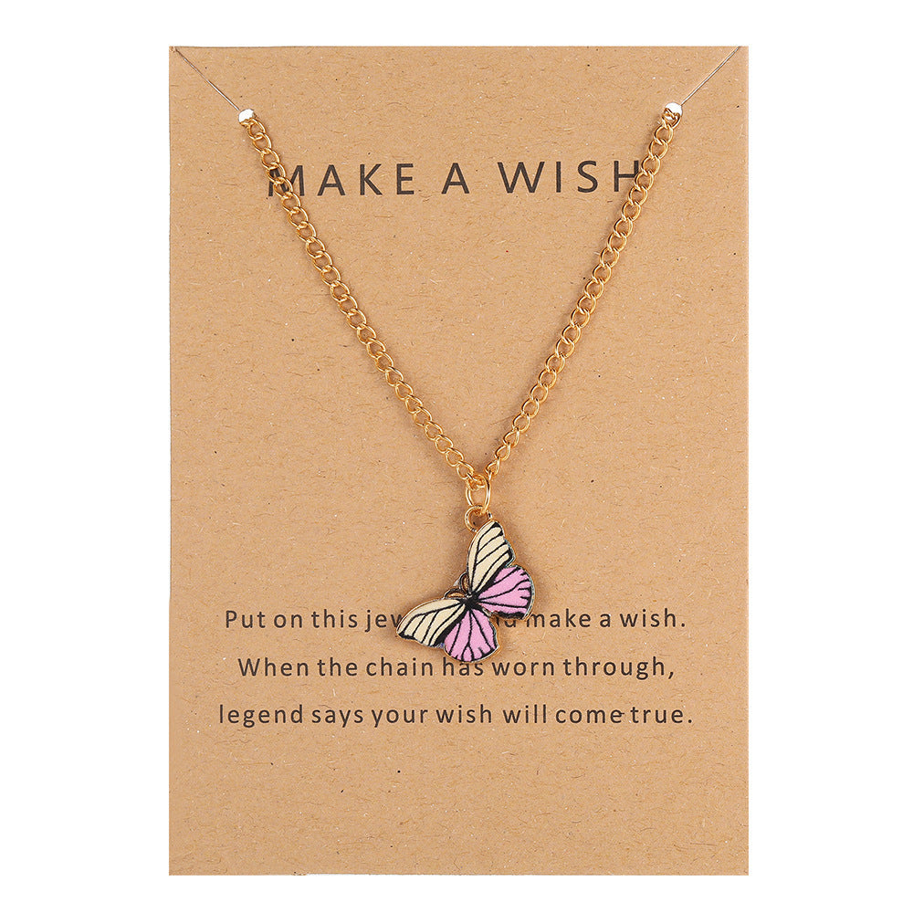 Simple Retro Multicolor Butterfly Pendant Necklace