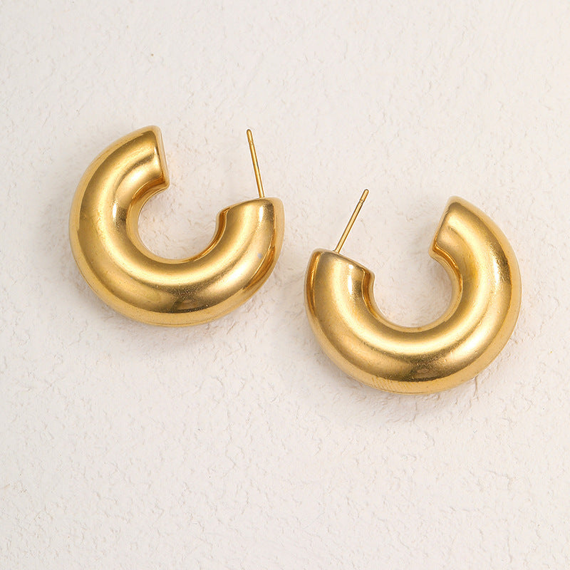 1 Pair Minimalist Geometric Gold Plated Stainless Steel Drop Earrings