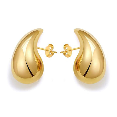 1 Pair Minimalist Water Drop 18K Gold Plated Stainless Steel Earrings