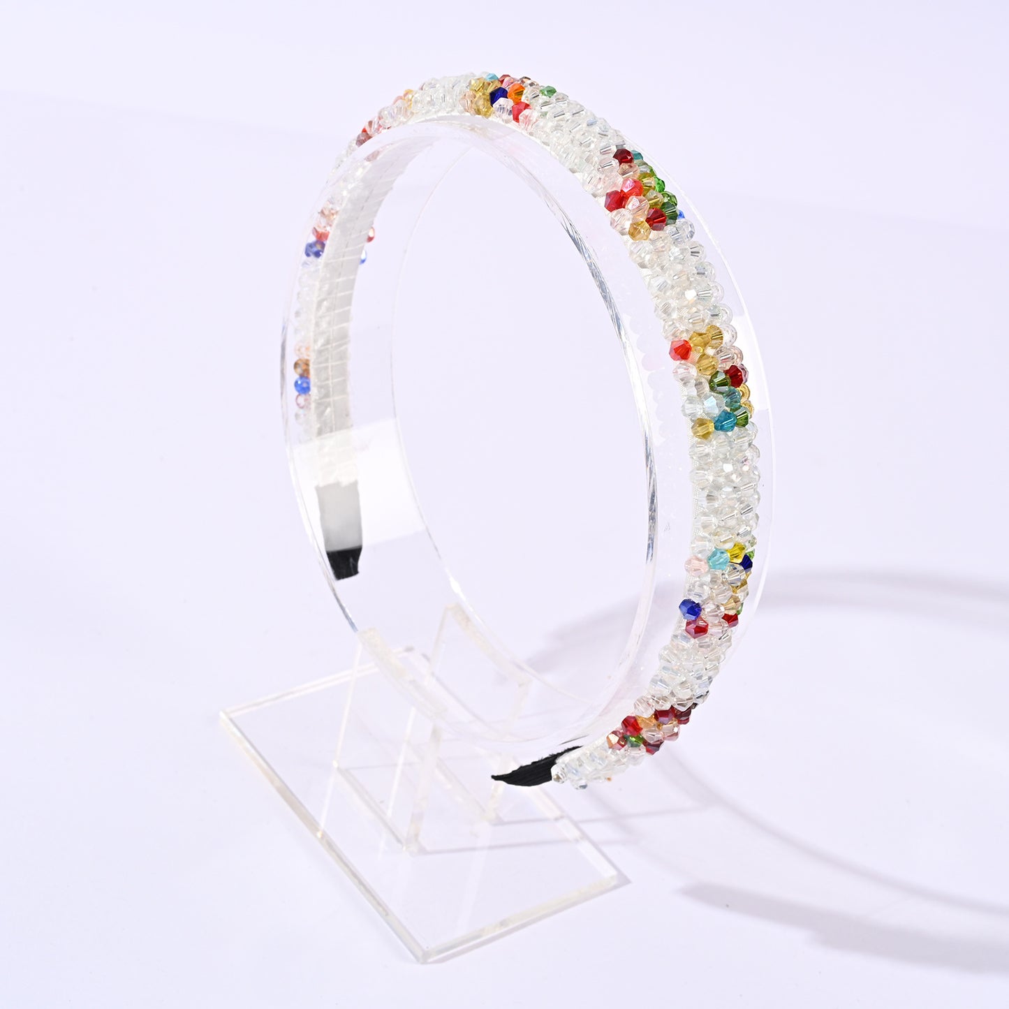 Retro Baroque Crystal Hair Band with Mixed Colors and Stripes