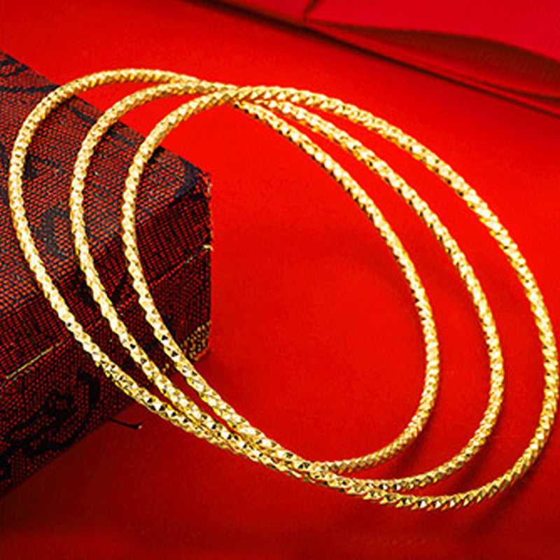 Simple Geometric Gold Plated Copper Bangle Bracelet