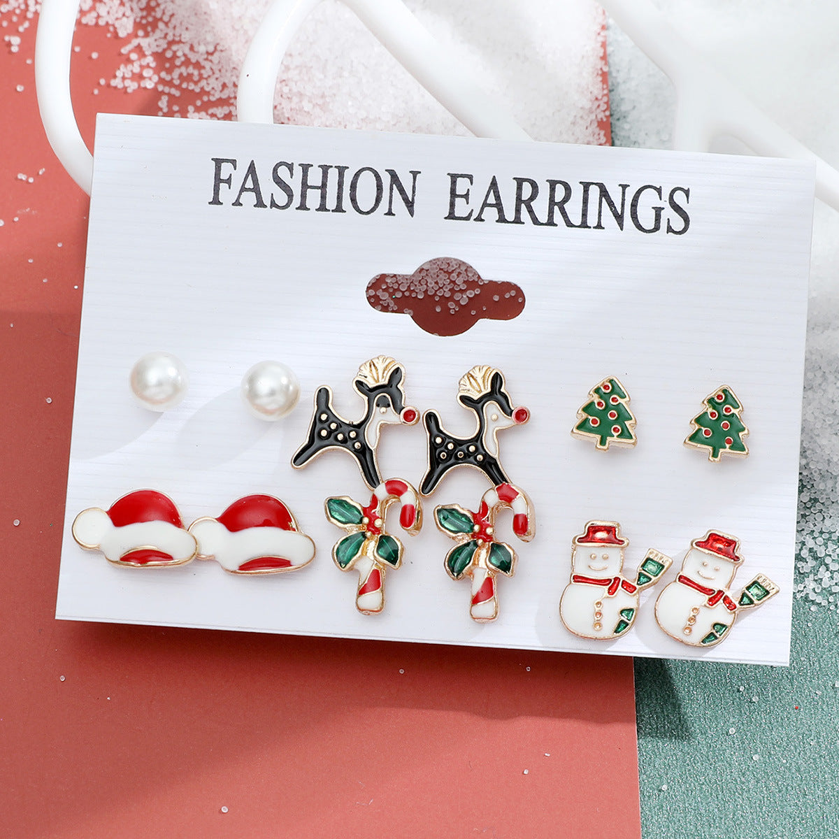 Christmas Snowflake Bell and Reindeer Earrings Set - Cute Cartoon Holiday Jewelry Gift