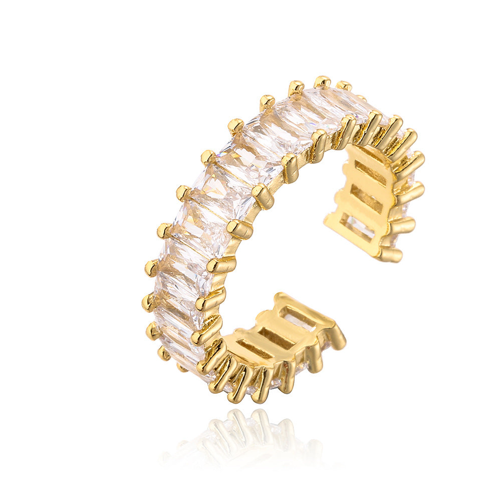 Fashion Geometric Rainbow Ring with Multicolor Zircon Stones