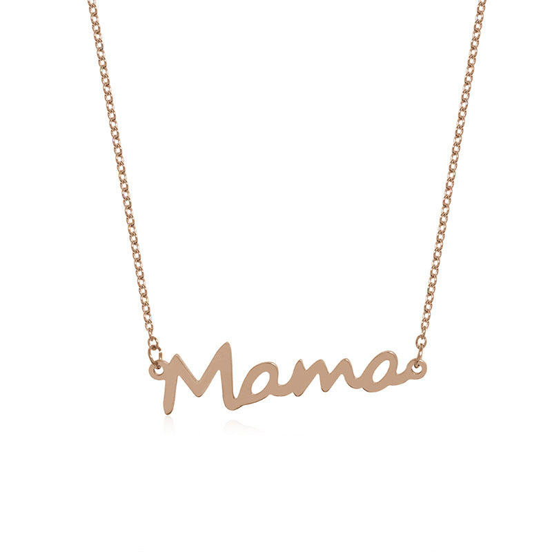 Simple Glossy Mama Letter Alloy Pendant Necklace for Mother's Day