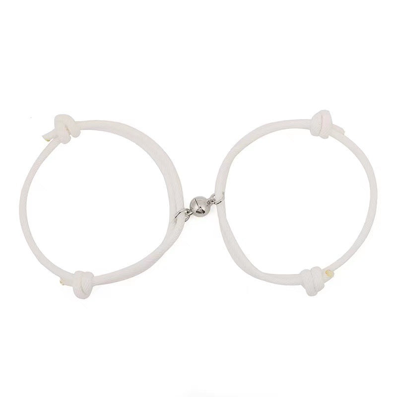 Simple Alloy Magnetic Couple Bracelets Set