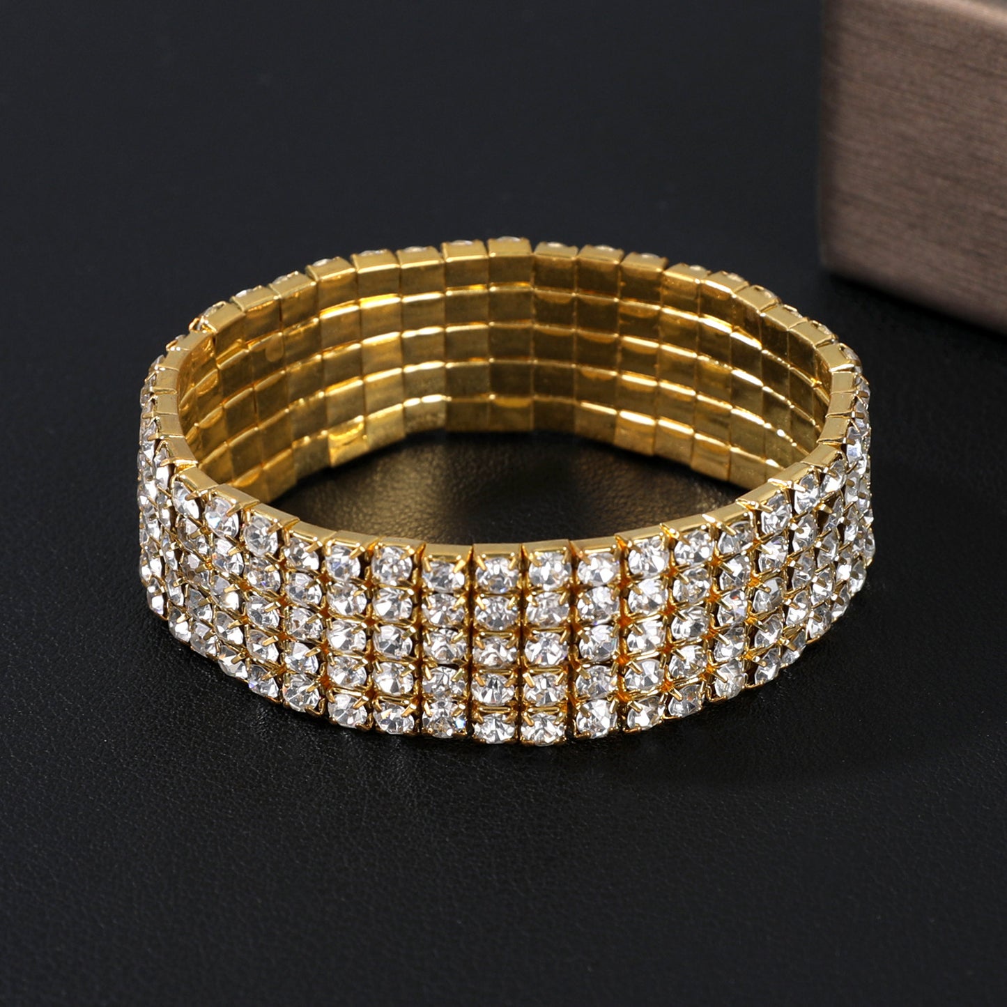 Korean Style Full Diamond Elastic Bracelet Shiny Rhinestone Bangle