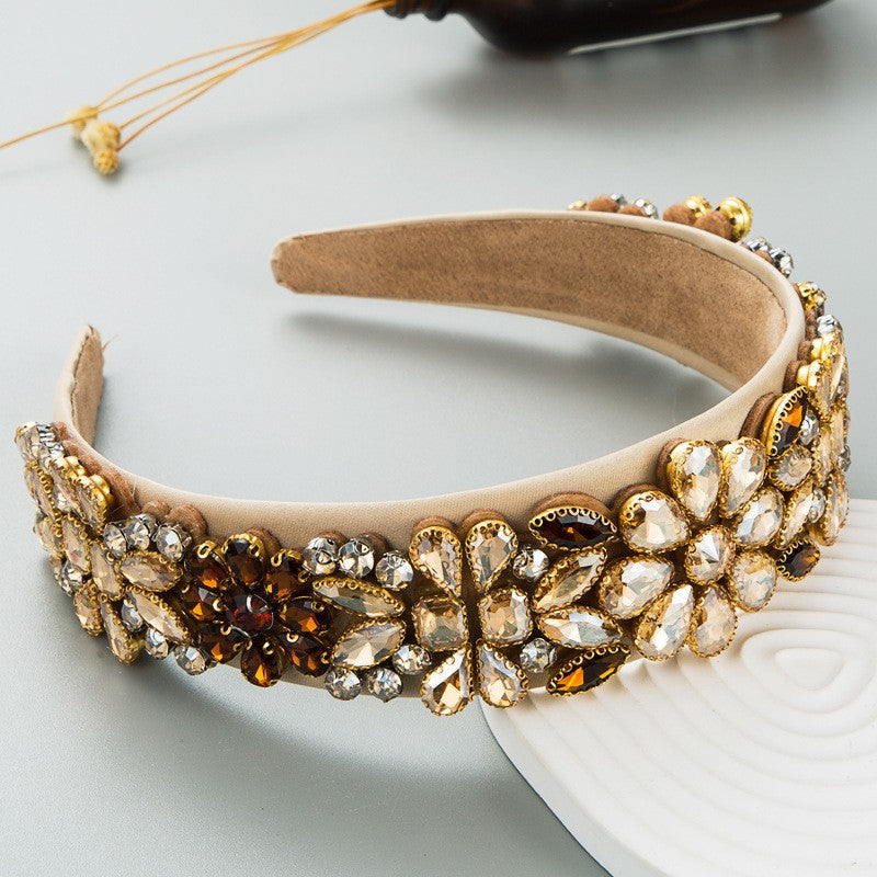 Baroque Crystal Wide-Brim Headband - Retro Fashion Hair Accessory