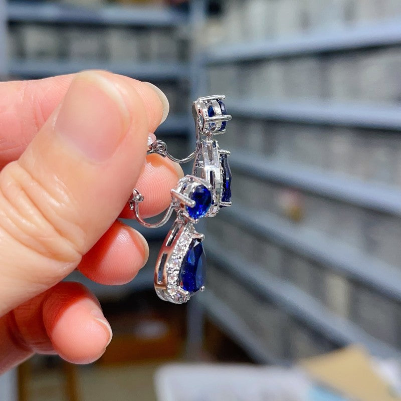 INS Style Shiny Water Droplets Zirconia Crystal Rhinestone Drop Earrings for Women