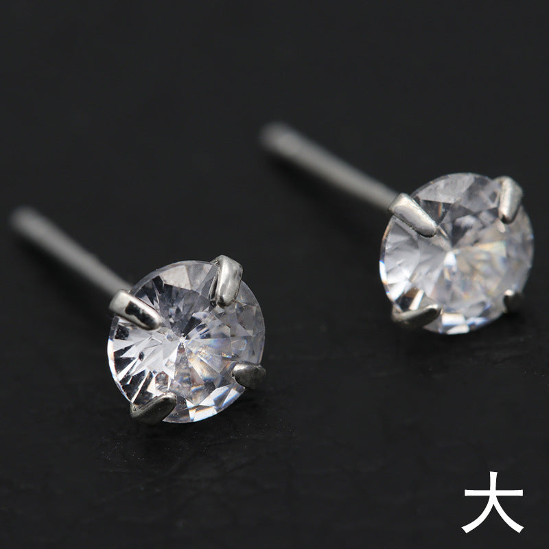 Simple Geometric 925 Sterling Silver Zircon Stud Earrings Set