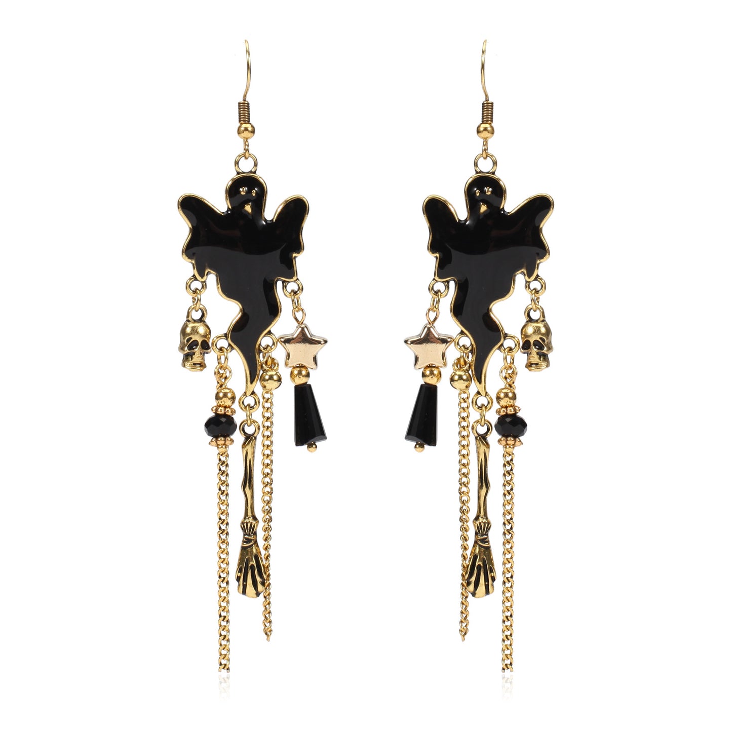 1 Pair Classic Color Block Crystal & Halloween Themed Drop Earrings