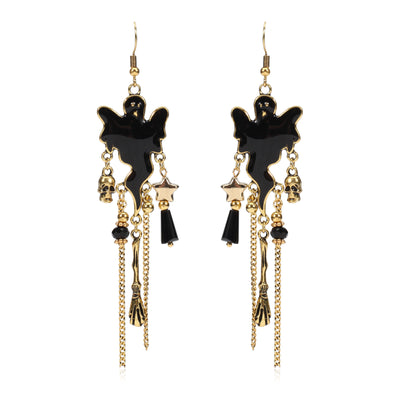 1 Pair Classic Color Block Crystal & Halloween Themed Drop Earrings