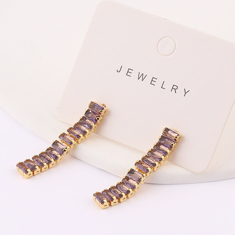Elegant Zircon Tassel Bowknot Copper Earrings
