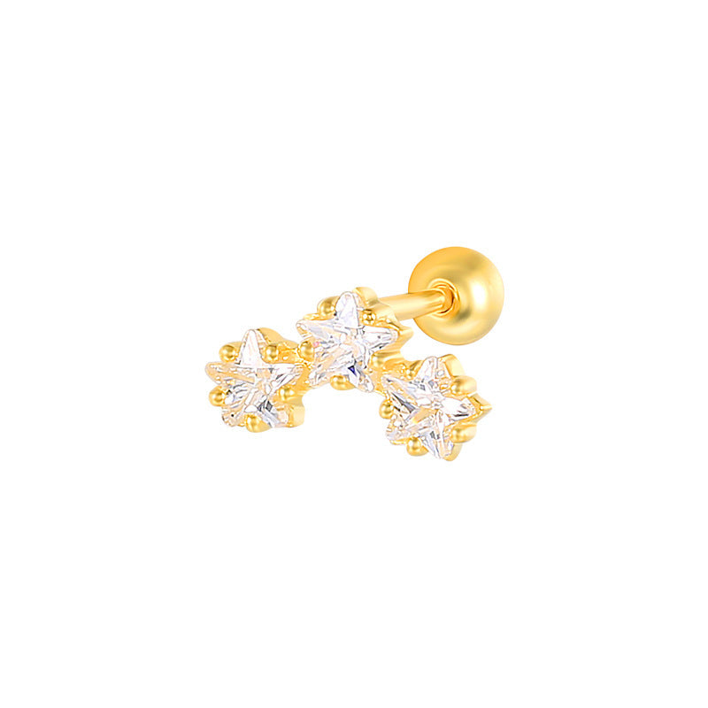 Sterling Silver Zircon Inlay Stud Earrings for Women