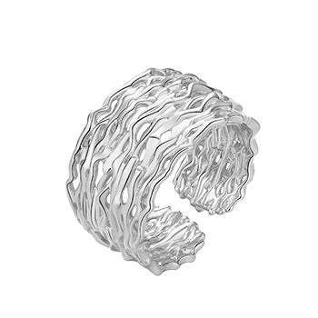 Korean S925 Silver Geometric Irregular Open Ring