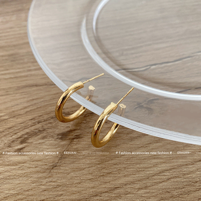 Retro Geometric Alloy Plated Hoop Earrings for Women