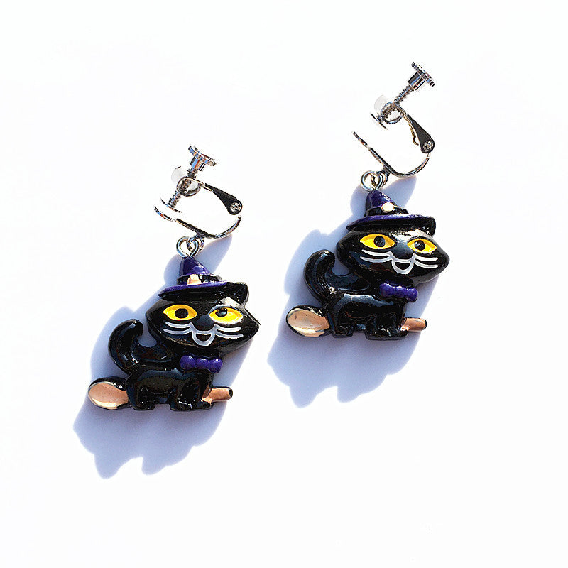 Halloween Bat & Pumpkin Resin Epoxy Earrings for Women
