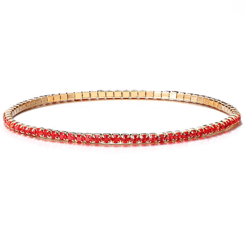 Simple Multicolor Rhinestone Elastic Bracelet 2mm Bling Chain