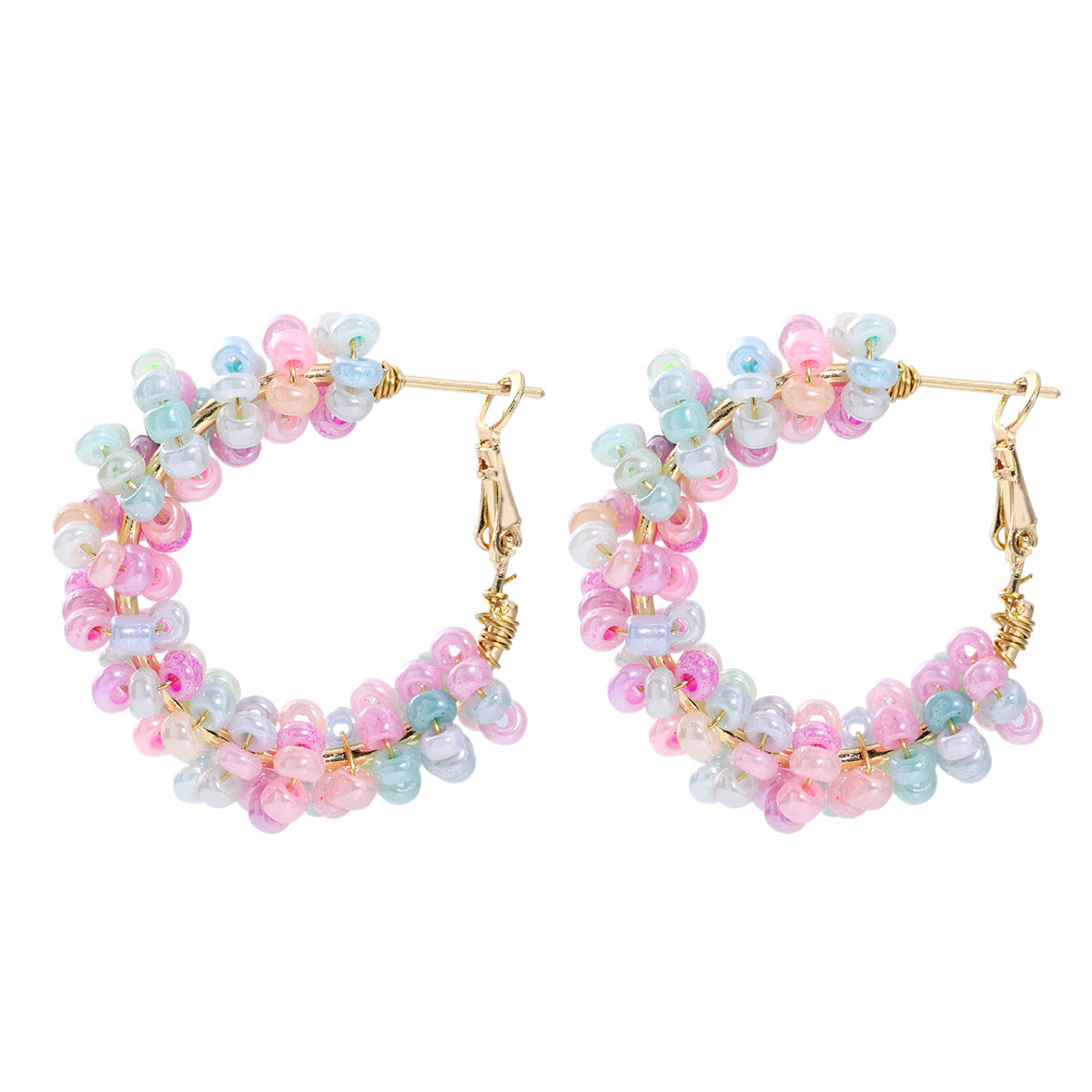 Fashion Bohemian Colorful Beaded Hoop Earrings