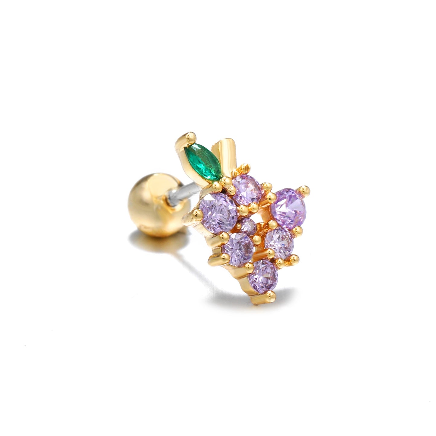 Kolamic 18K Gold Cute Bear Cloud Earrings with Colorful Zircon Studs