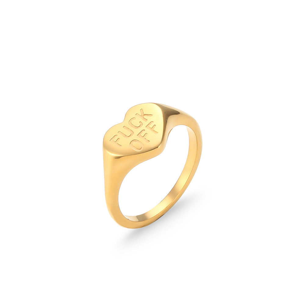 Fashion Letter Fuck Off Plating 18K Multi-Style Stainless Steel Ring