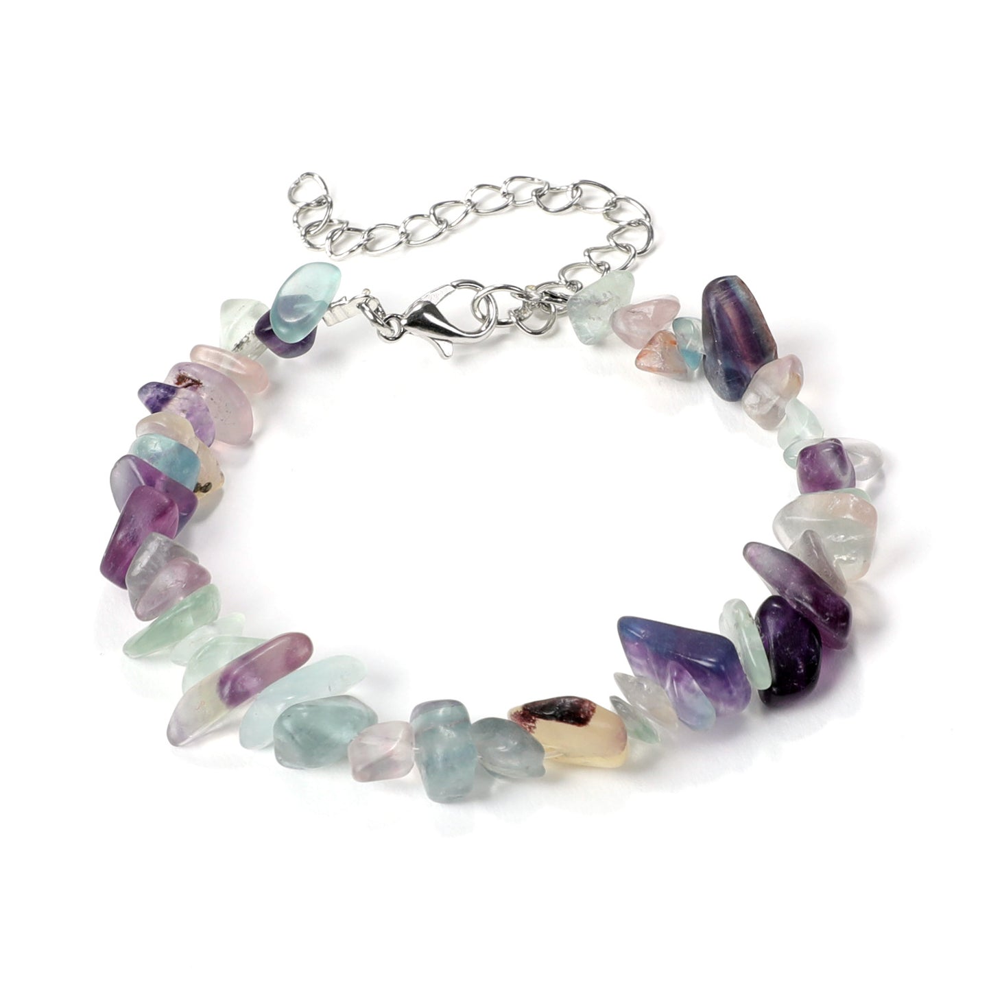 Irregular Natural Stone Crystal Beaded Bracelet with Lobster Clasp