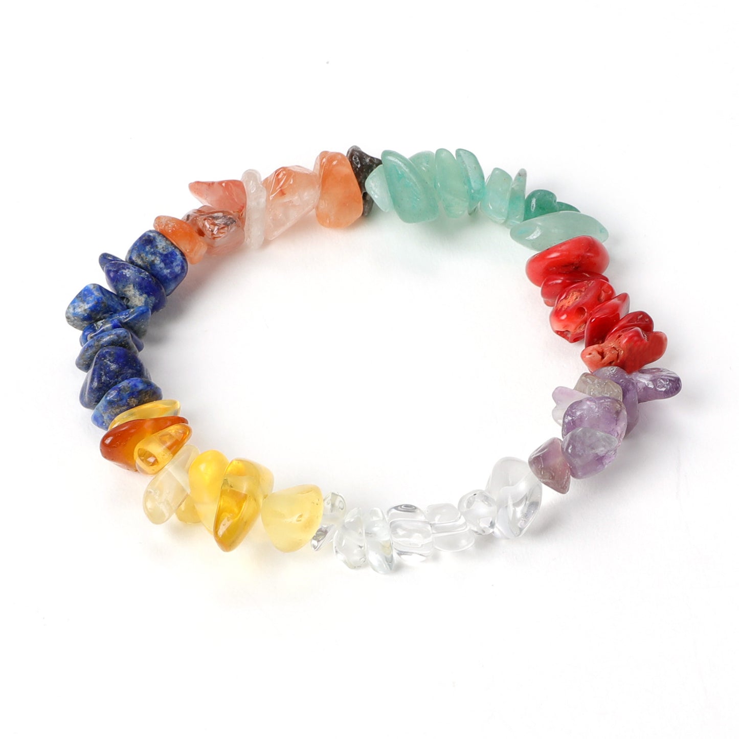 Irregular Stone Beaded Bracelet with Multicolor Natural Crystal Beads
