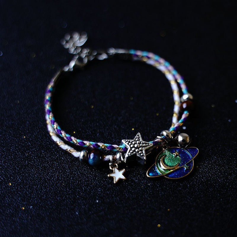 Fashion Astronaut Star and Moon Alloy Knitting Bracelets Set