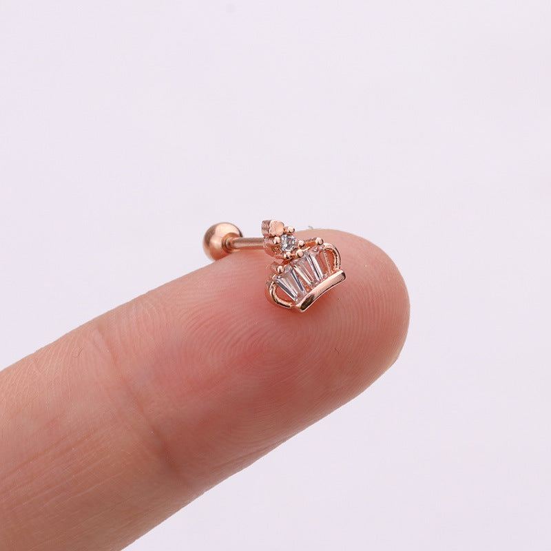Korean Style Pineapple Zircon Stainless Steel Stud Earrings