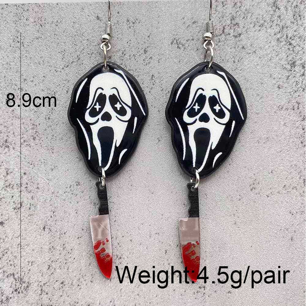 1 Pair Streetwear Halloween Candy Basket Ghost Face Acrylic Drop Earrings