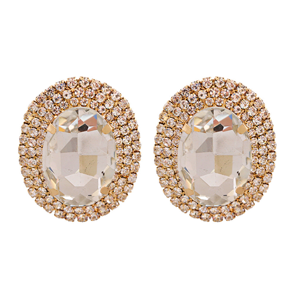 Korean Vintage Style Glass Gemstone Alloy Earrings