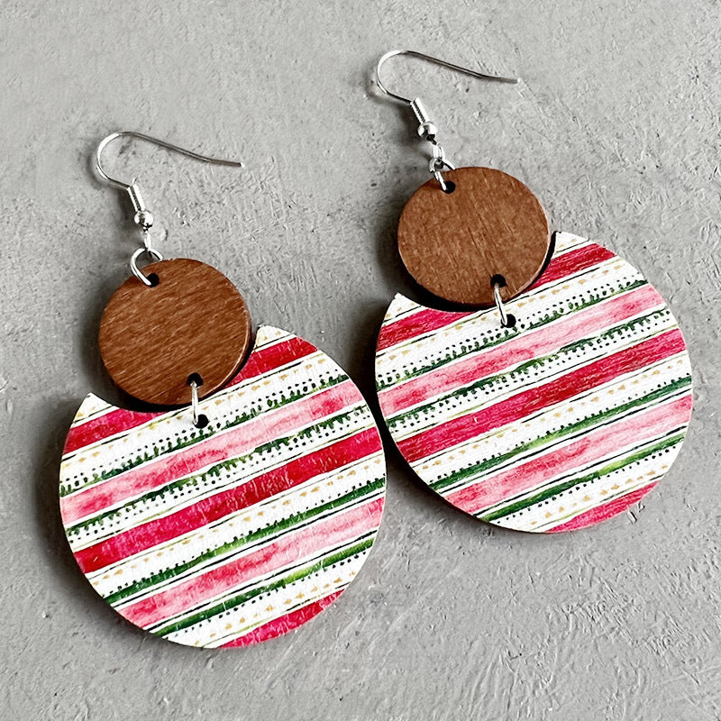 Bohemian Snowflake Geometric Wood Christmas Earrings for Women